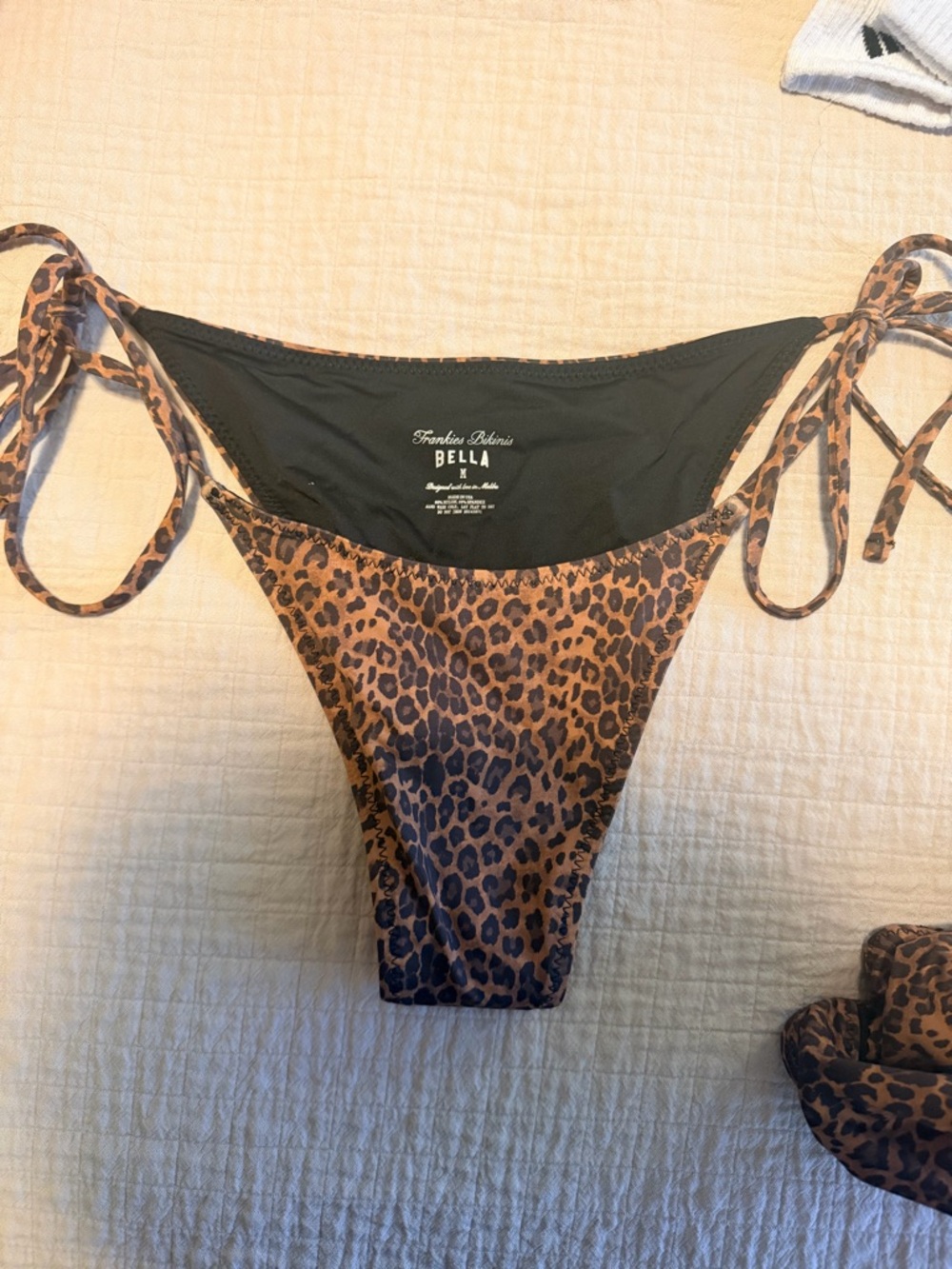 Frankie's Bikinis Leopard Print Tie-Side Bikini Bottoms - Brown & Black